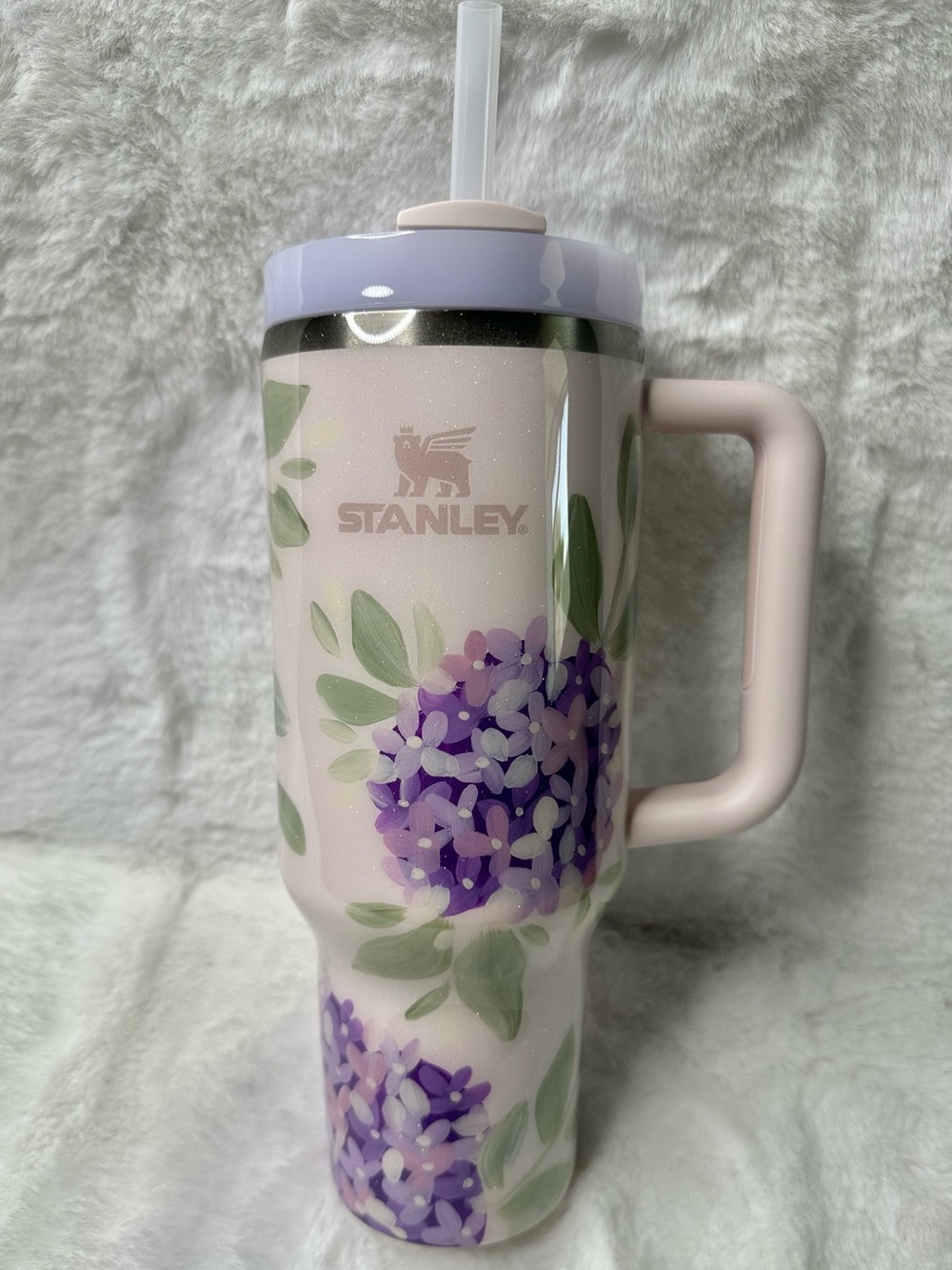 Stanley Hand Painted Purple Floral Tumbler 40 oz